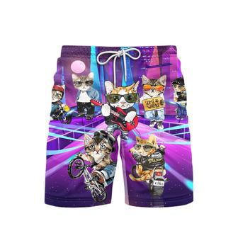 Cat On Street City Beach Shorts For Men | Newhawaiianshirts AU