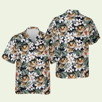 Cat Tropical Nature Flower Leaves Hawaiian Shirt | Newhawaiianshirts CA