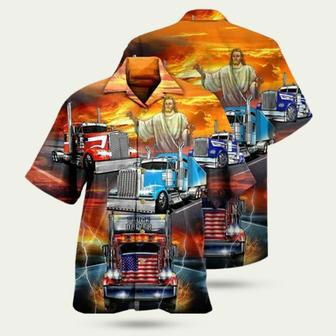 Christian Truck Driver Jesus Bless In The Sunset Hawaiian Shirt | Newhawaiianshirts UK