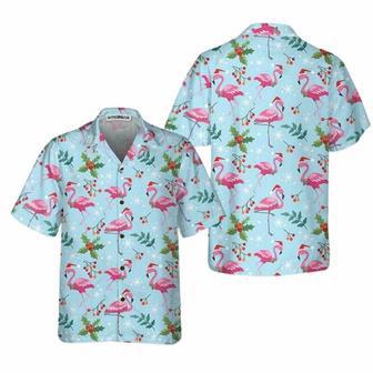 Christmas Flamingo Seamless Pattern Hawaiian Shirt | Newhawaiianshirts AU