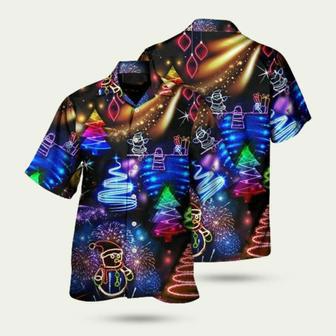 Christmas Neon Art Santa And Snowman Hawaiian Shirt | Newhawaiianshirts UK