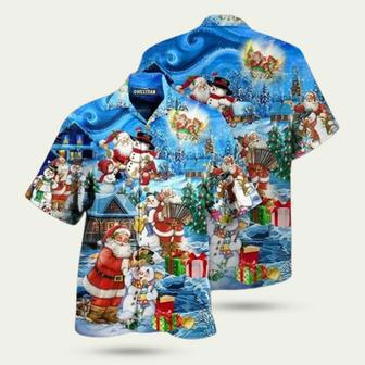 Christmas Santa And Snowman Best Friends Hawaiian Shirt | Newhawaiianshirts UK