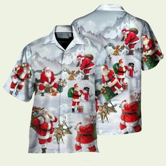 Christmas Santa Claus In The Snow Mountain Art Style Hawaiian Shirt | Newhawaiianshirts UK