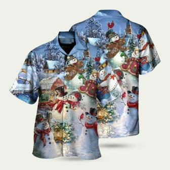 Christmas Snowman Lover Happy Couple Snowman Hawaiian Shirt | Newhawaiianshirts AU