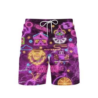 Circus Purple Tropical Beach Shorts For Men | Newhawaiianshirts DE