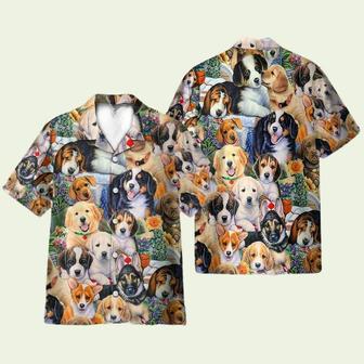 Colorful Garden Puppies Super Adorable Hawaiian Shirt | Newhawaiianshirts CA