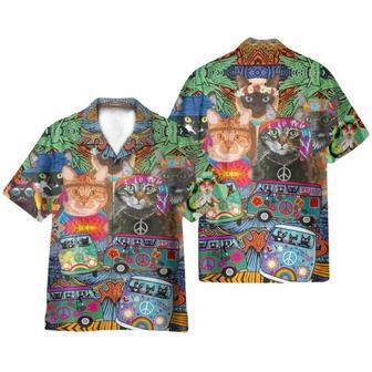 Colorful Hippie Van And Cat Hawaiian Shirt | Newhawaiianshirts UK