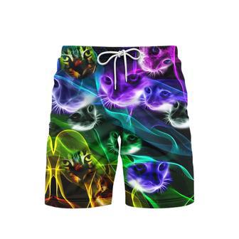 Colorful Light Cat Beach Shorts For Men | Newhawaiianshirts CA