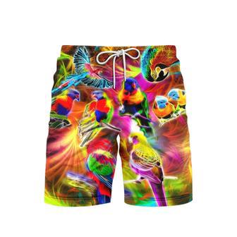 Colorful Parrots Neon Beach Shorts For Men | Newhawaiianshirts UK