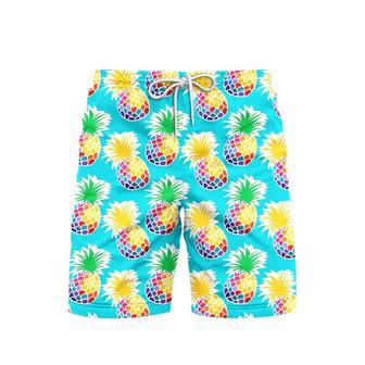 Colorful Pineapples Blue Beach Shorts For Men | Newhawaiianshirts