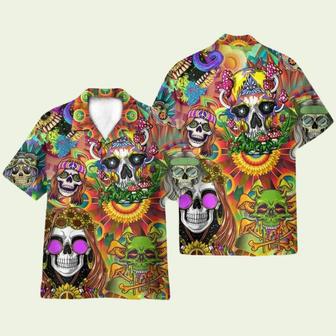 Colorful Skull Mushroom Hippie Hawaiian Shirt | Newhawaiianshirts DE