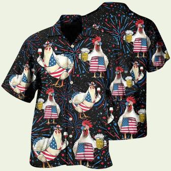 Cool Independence Day Chickens Beer Hawaiian Shirt | Newhawaiianshirts AU