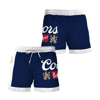 Coors Banquet Blue White Basic Swim Trunks | Newhawaiianshirts UK