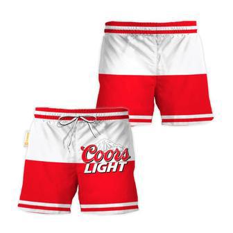 Coors Light Red And White Basic Swim Trunks | Newhawaiianshirts UK