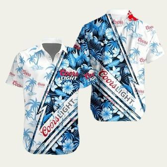 Coors Light Tropical Coconut Tree Blue Design Hawaiian Shirt | Newhawaiianshirts