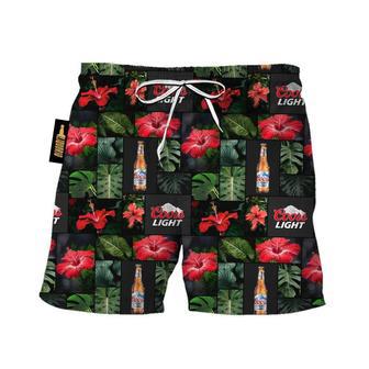 Coors Light Tropical Hibiscus Flower Swim Trunks | Newhawaiianshirts