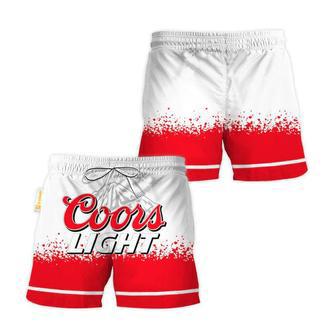 Coors Light White Red Basic Swim Trunks | Newhawaiianshirts CA