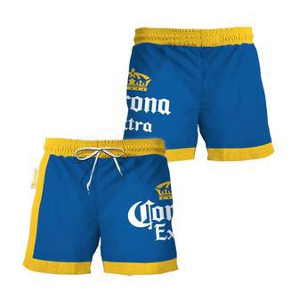 Corona Extra Blue Yellow Basic Swim Trunks | Newhawaiianshirts DE