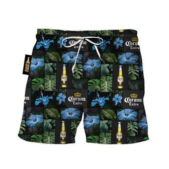 Corona Extra Tropical Hibiscus Flower Swim Trunks | Newhawaiianshirts CA