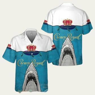 Crown Royal Shark White Blue Hawaiian Shirt | Newhawaiianshirts CA