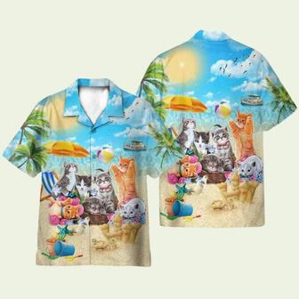 Cute Cats On The Summer Beach Hawaiian Shirt | Newhawaiianshirts CA