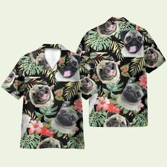 Cute Pug In Tropical Green Leaves Hawaiian Shirt | Newhawaiianshirts AU