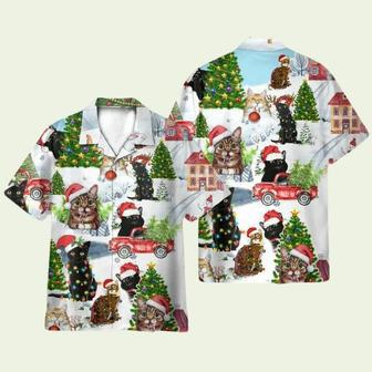 Cute Santa Cats On Christmas Hawaiian Shirt | Newhawaiianshirts DE