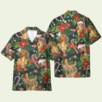 Dachshund Christmas Red Flower Hawaiian Shirt | Newhawaiianshirts CA