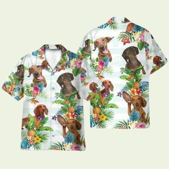 Dachshund Dog Tropical Flower Hawaiian Shirt | Newhawaiianshirts CA