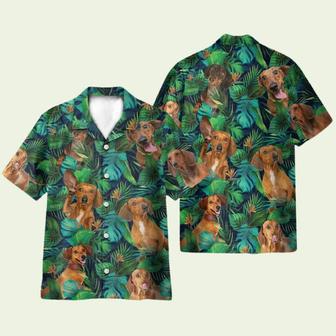 Dachshund In Tropical Green Leaves 1 Hawaiian Shirt | Newhawaiianshirts UK