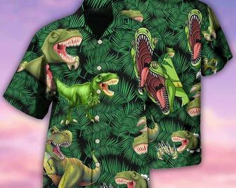 Dinosaur World Summer Green Leaf - Hawaiian Shirt, Hawaii Shirt Party Summer, Tropical Beach Shirt Button Down Shirt, Beach Party Gifts. Summer Gifts | Newhawaiianshirts CA