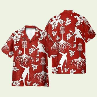 Disc Golf Tree Hibiscus Red Pattern Hawaiian Shirt | Newhawaiianshirts DE