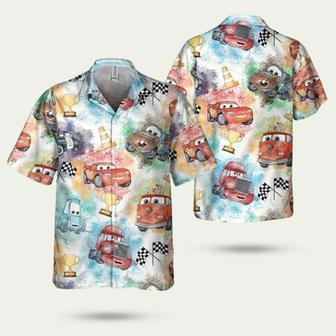 Disney Car Lightning Mcqueen Watercolor Seamless Hawaiian Shirt | Newhawaiianshirts