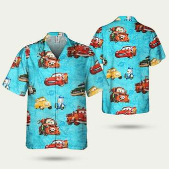 Disney Cars Blue Fabric Pattern Hawaiian Shirt | Newhawaiianshirts AU