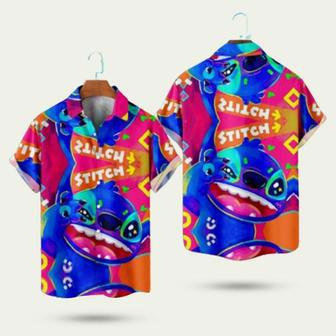 Disney Lilo And Stitch Happy Stitch Hawaiian Shirt | Newhawaiianshirts CA