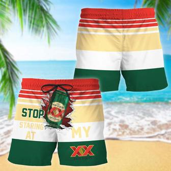 Dos Equis Stop Staring At Horizontal Striped Swim Trunks | Newhawaiianshirts AU