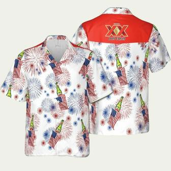 Dos Equis Xx American Flag Fireworks Hawaiian Shirt | Newhawaiianshirts DE