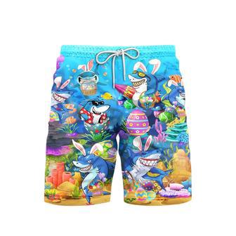 Easter Shark Let's Enjoy Easter With Sharks Beach Shorts For Men | Newhawaiianshirts