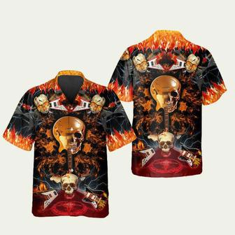 Electric Guitar Skull Alohaacoustic Electric Bass Hawaiian Shirt | Newhawaiianshirts DE