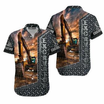 Excavator Heavy Equipment Gray Aloha Hawaiian Shirt | Newhawaiianshirts UK