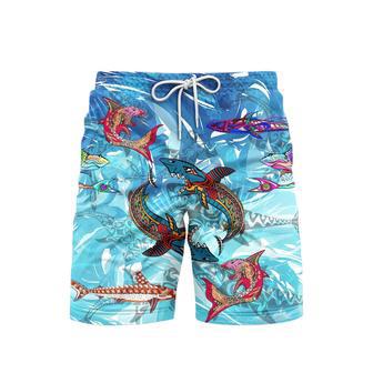 Fantastic Shark Maori Beach Shorts For Men | Newhawaiianshirts CA