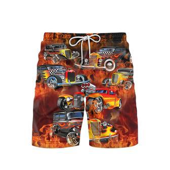 Fire Hot Rod Beach Shorts For Men | Newhawaiianshirts CA