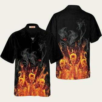 Fire Skeletons Night Party Hawaiian Shirt | Newhawaiianshirts AU