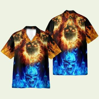 Fire Skulls Burning Forever Hawaiian Shirt | Newhawaiianshirts UK