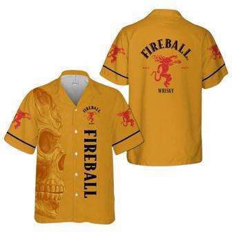 Fireball Cinnamon Whisky Skull Hawaiian Shirt | Newhawaiianshirts AU