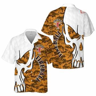 Fireball Cinnamon Whisky Skull Pattern Hawaiian Shirt | Newhawaiianshirts DE