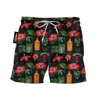 Fireball Tropical Hibiscus Flower Swim Trunks | Newhawaiianshirts