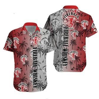 Fireball Whisky Gradient Gray And Red Hawaiian Shirt | Newhawaiianshirts AU