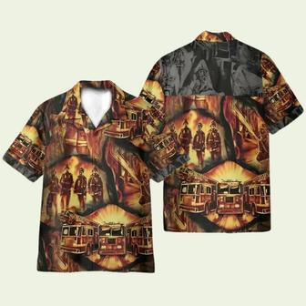 Firefighter Symbol In Fire Hawaiian Shirt | Newhawaiianshirts UK