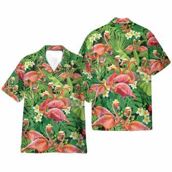 Flamingo In Tropical Green Leaves Hawaiian Shirt | Newhawaiianshirts